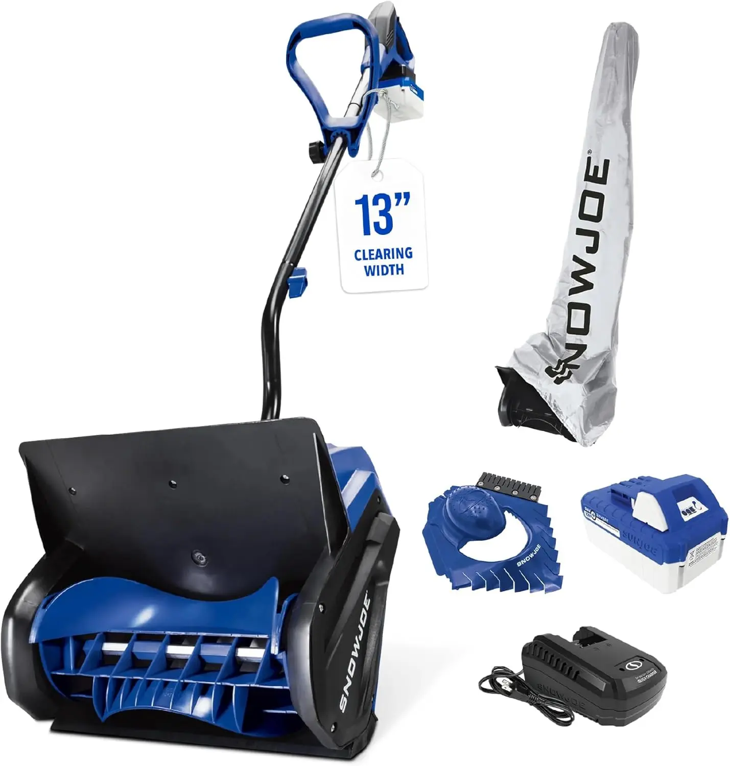 24V Cordless Snow Shovel Kit with Cover and Scraper, 24V-SS13-TV1 |   13 Clearing Path, 400W Motor, Heavy-Duty Snow & Ice Removal for Driveway & Walkway