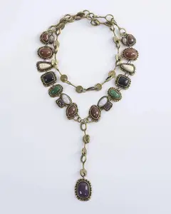 Boho Resin Stone Pendant Maxi Necklace