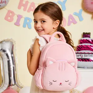 Plush Cat Backpack – Soft Double-Layer Toddler Backpack for Girls 2–6 Ages, Back to School,Lightweight & Practical Baby Bag, Cute Kitty Style School Travel & Nursery Gift, Perfect Birthday & Christmas Present for Kids Stuffed Animal Fluffy Milky Stuffed