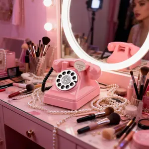 Pink Retro Telephone Prop - Aesthetic Photography Background for Content Creators - Coquette Desk Decor - Lightweight Plastic Model Non Functional - Cute Vintage Vibe - Secret Money Stash - Decoration Shelf Room Artistic Decorative mannequin heads