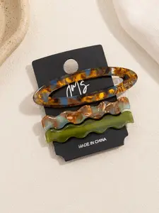 French Acetate Wave Hair Clip Set 3PCS Korean Minimalist Barrettes Tortoise Shell Side Clips Cream Color Hair Pins Y2K Hair Accessories for Women Girls