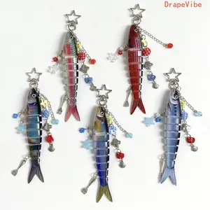 Handmade Fish‑Shaped Keychain Ocean‑Themed Realistic Bait Pendant Bag Charm For Fishermen Daily School And Car Accessories