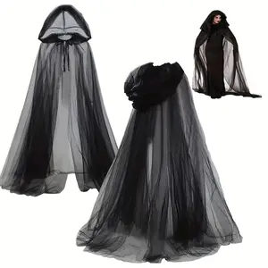 & Bridal Cloak for Witches & Vampires, Double-Layer Design, Perfect for Cosplay, Halloween, Themed Parties