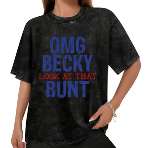 Streetwear Style Retro T-Shirt – OMG Becky Baseball Graphic with Washed Effect