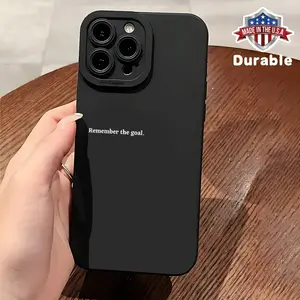 Inspirational Quote Aesthetic Phone Case for iPhone 16 11 15 14 13 12 Pro Max XR Plus Case Remember The Goal Cool Black Phone Cases Birthday Christmas Gifts for Women Men Graduation Gifts for Friends Cellphone Protective Smartphone