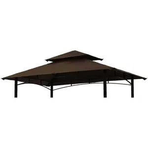 Grill Gazebo Replacement Canopy Roof   5x8 Outdoor Grill Shelter Canopy Top Double Tiered BBQ Tent Cover Fit for Model L-GG001PST-F (Brown)