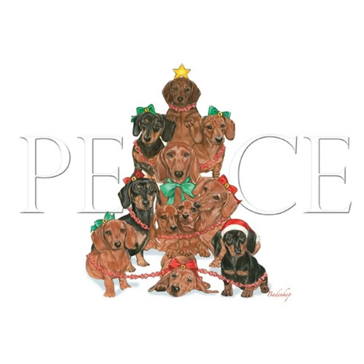 Pipsqueak Productions Cartoon Dachshund Theme Stylish Golf Holiday Greeting Cards - Boxed Set of 12, Includes Envelopes, for Christmas Enthusiasts