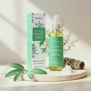 White Sage Fragrant Room Smudge Spray by Aromafume | 100ml/3.3 oz | Sage for Cleansing Negative Energy & Protection | Non-Toxic Room Spray | Natural Sage Mist for Spiritual Cleansing, Smokeless Smudging