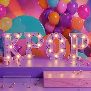 Kpop Light up Letters Table Decoration, 4pcs Battery Powered K Pop Table Decorations LED Marquee Letter Signs for Concert, Disco, Fan Party, Bedroom Decor, Kpop Light Decorations