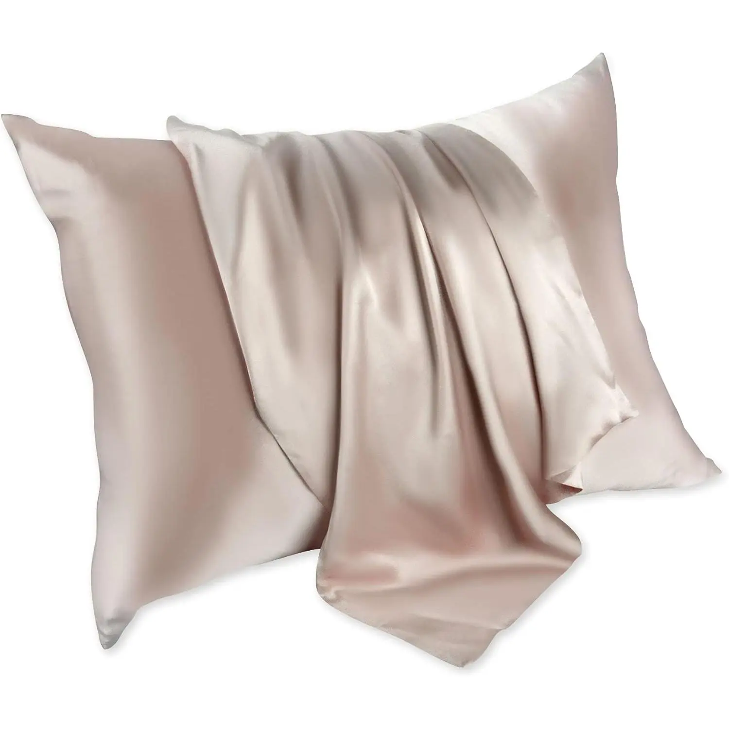 100% Mulberry Silk Pillowcase for Hair and Skin Silk Pillow Covers with Hidden Zipper Both Side 19 MM 600TC Bed Pillowcase, Hypoallergenic Soft Breathable Smooth (Beige)20“X30”