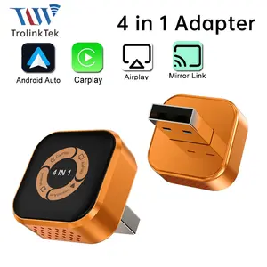 2026 New 4-In-1 Wireless Carplay Adapter, Screen Mirroring for iPhone & Android, Supports Airplay & Mirror Link, Plug-And-Play