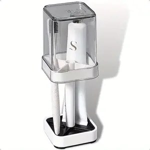 Bathroom toothbrush holder, toothpaste holder countertop organizer, toothbrush holder with cup/member with 3 slots for non-slip toothpaste