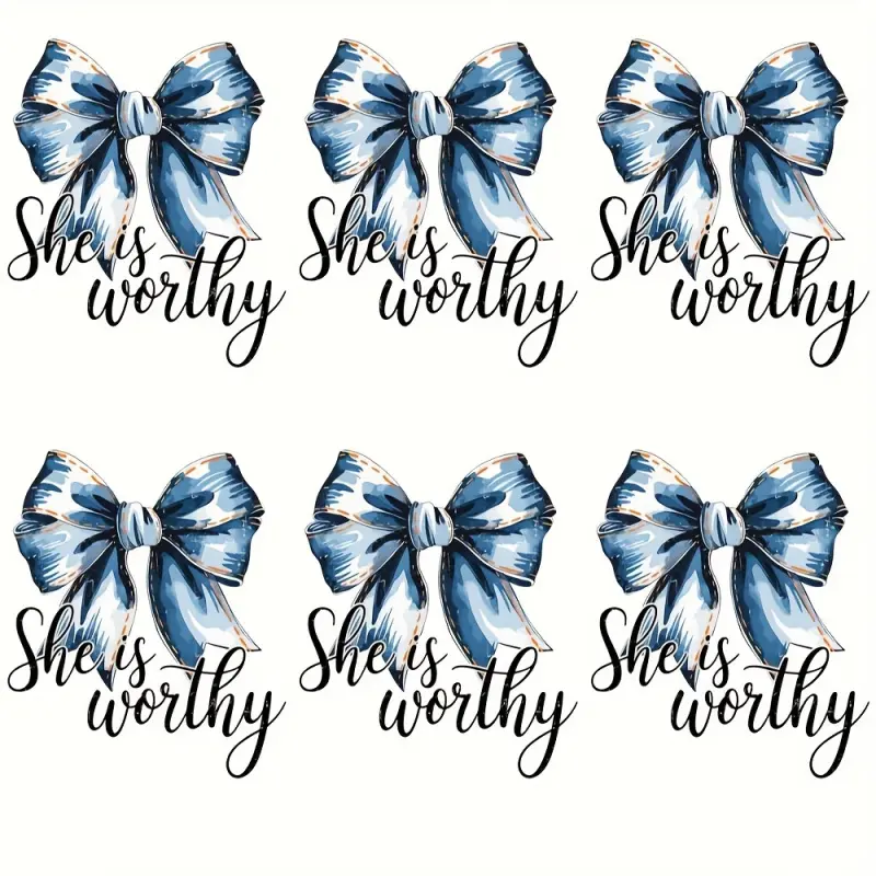 6 Pack Iron on Transfer Patches Inspirational Christian Sayings She Is Strong She Is Worthy Washable for Clothing Bags Backpacks DIY Projects