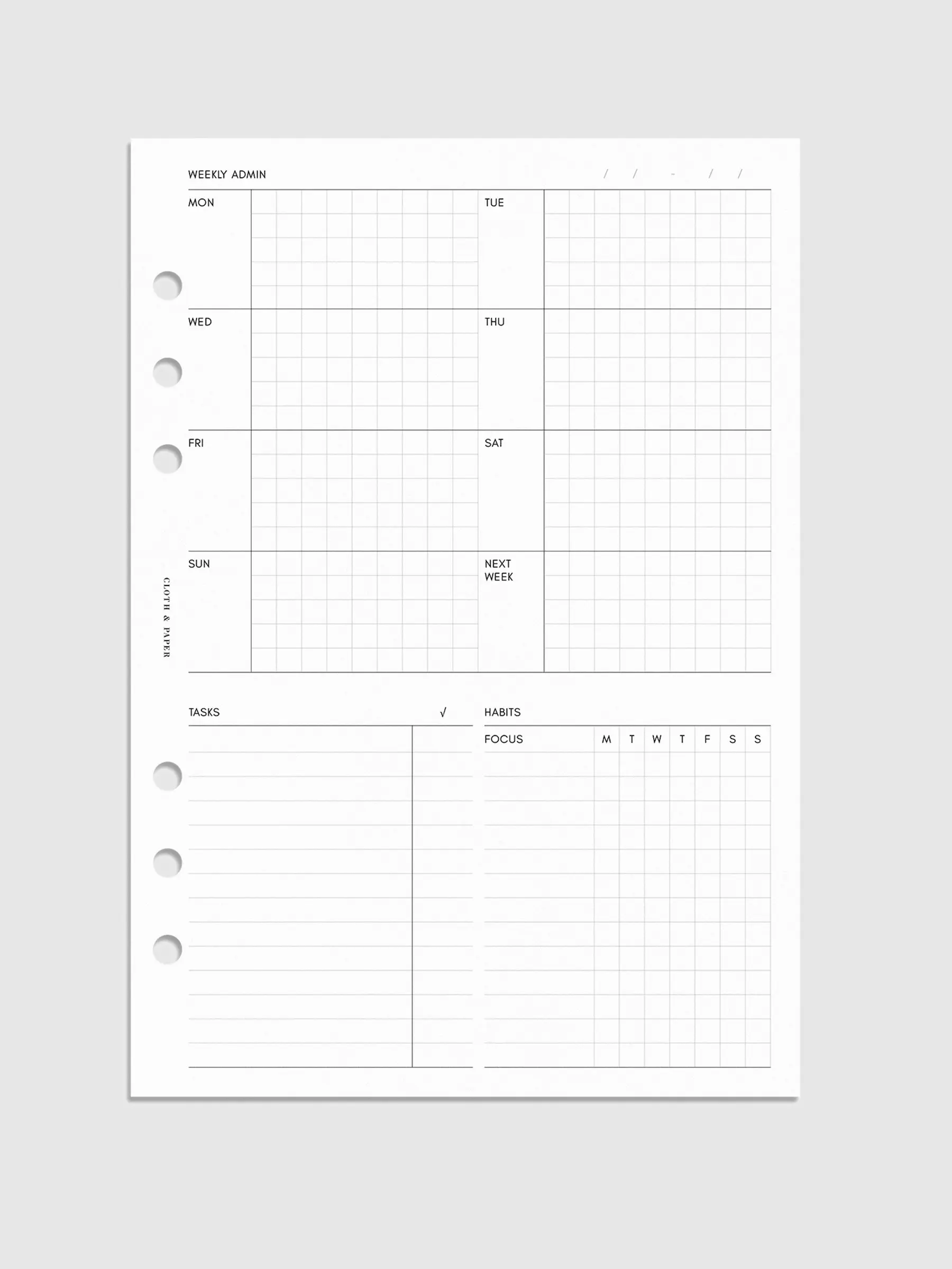 Weekly Admin Planner Inserts | Monday Start