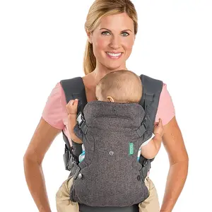 Hands-Free Baby Wrap Carrier, Flip 4-in-1 Advanced Carrier, Convertible Face in or Out or Front, Ergonomic, Breathable Carrier, Travel with Baby Easily, Relieve Fatigue, Newborns and Older Babies, Maximum Load Bearing 32 lbs, Adjustable Ergonomic Carrier