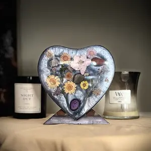 Mother of Pearls and Flowers Resin Heart Home Decor and Centerpiece - STELLAR CREATIONS
