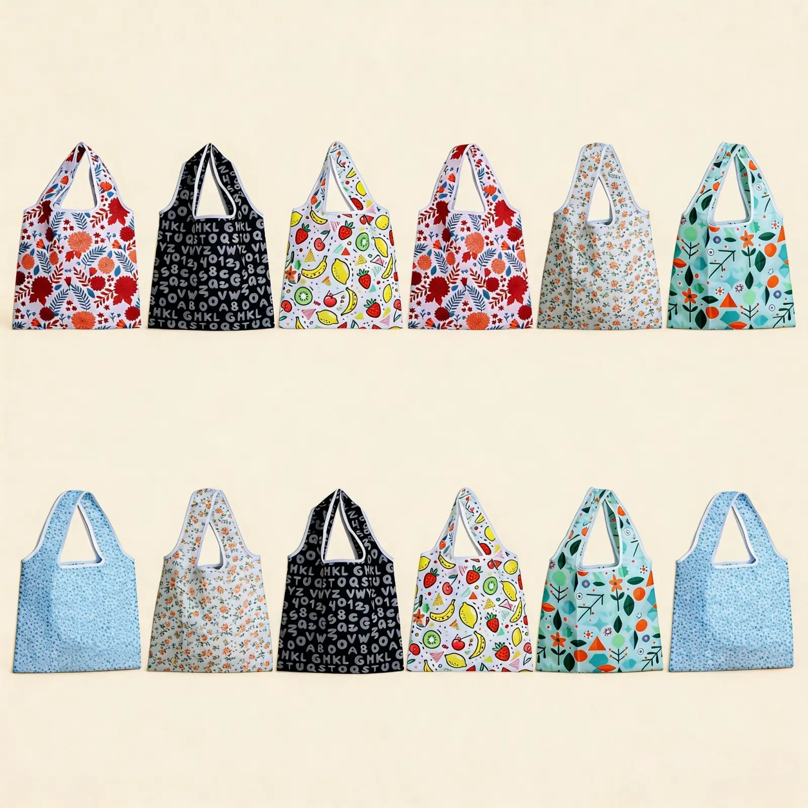 Reusable Grocery Bags - Colorful Pattern Foldable Tote Bags - Washable Heavy-Duty Large Capacity for Shopping, Beach, and Picnics Disposable Hand Lightweight Organiser Hand