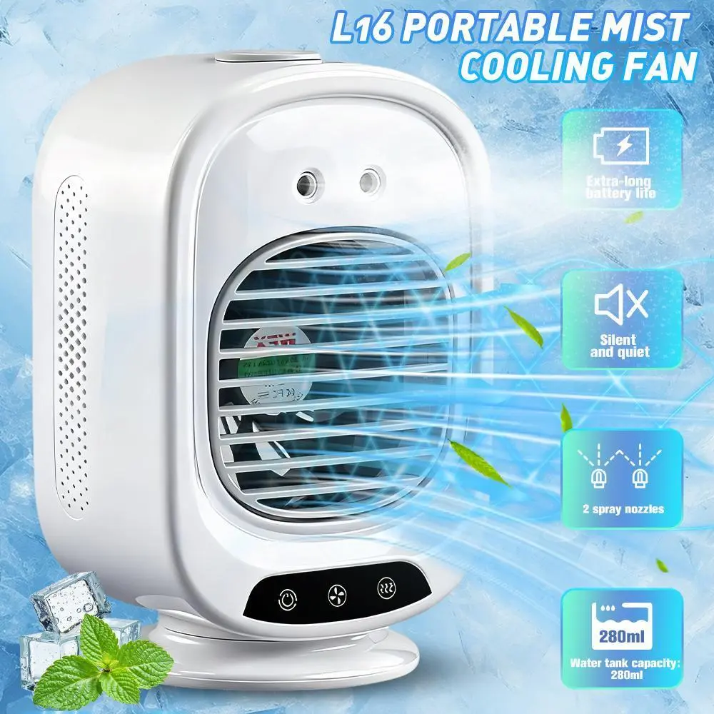 【BackToSchool】  Deluxe Portable Air Conditioner Mist Fan ️ 360° Oscillating Design + Fine Mist Spray = All-Around Cooling Comfort Anywhere 2026 Summer Essential ️
