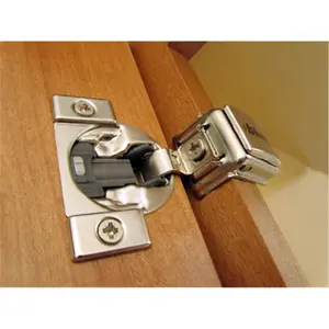 212 MAIN Door Hardware, Blum 39C Model 1-Piece 110-Degree 1 in. OL Soft-Close Press-In Type Nickel-Plated Hinge