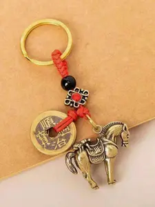 Horse Year Keychain Five Emperors Coins, Win Money Horse Fly Gourd Keychain Pendant, Gift for Street Market Products