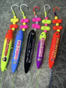 The Family Pack of 5 Rigs: Chunky 13cm, Honey Hole 11cm, Cookie 13 cm, Bella 13 cm, and Mason 11cm on 4/0, 6/0, and 8/0 and 80 & 100 pound mono leader lines