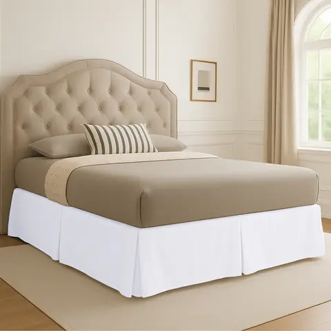LDC LUX DECOR COLLECTION 16 in Plain Fitted Bed Skirt - Queen, King, All Sizes Bedroom Decor Tailored Drop Skirt, Elegant Strap, Easy-Fit Box Spring Wrap, Shrinkage & Fade Resistant, Machine Washable, Quick Care