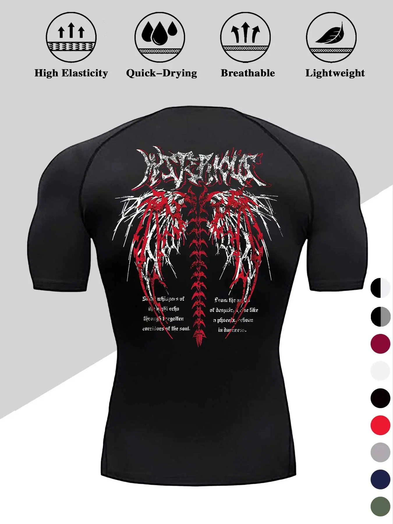 Men's Dragon Print Compression T-Shirt, Quick-Dry Breathable Stretch Fabric, Tight-Fitting Short Sleeve Top for Fitness and Outdoor Activities, Athletic Compression Shirts, Sportswear Top, Stretchable Activewear, Sport Clothing