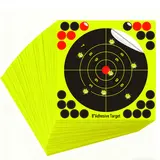 Splatter Bull's Eye Shooting Targets - 50-Pack 8x8 in Sticky Self-Adhesive Stickers, Beginners' Archery Equipment, Indoor/Outdoor Practice Accuracy Enhancer