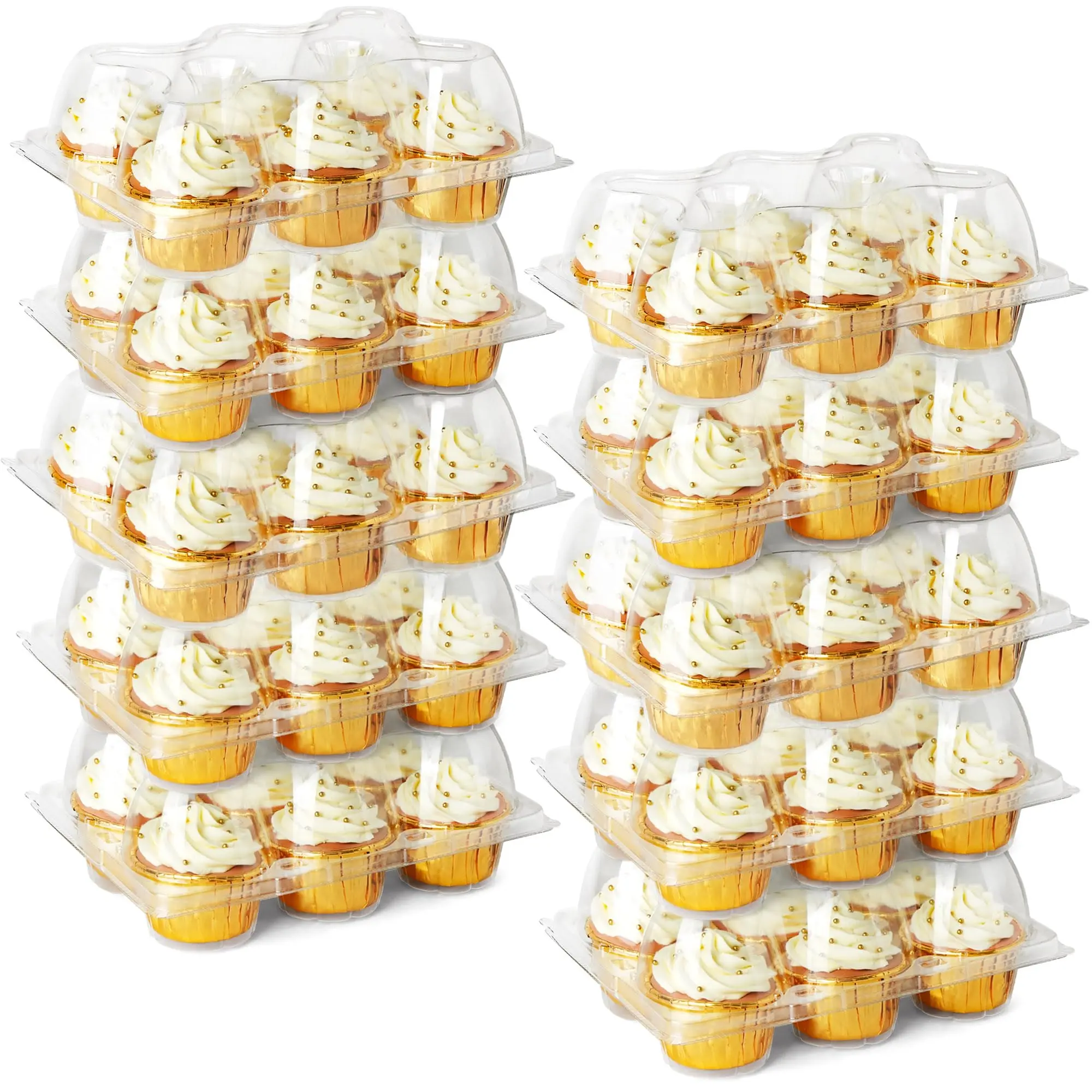Cupcake Containers 6 Count  40 Sets Half Dozen Clear Boxes Plastic Muffin Holders With Detachable Tall Dome Lid Disposable Carriers Bpa Free Standard Size