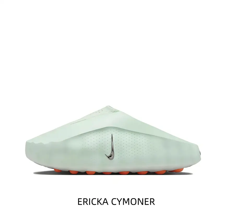 Unisex Perforated Shell Slip Mule Footwear - Pale Mint Tone, Cushioned Textured Orange Outsole for Home Wear & Quick Outings (Sports Collectibles Accessory)
