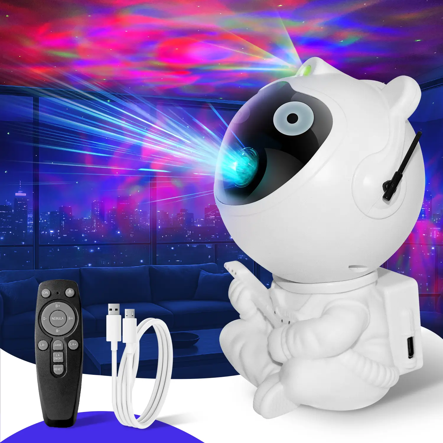 Galaxy Projector, Astronaut Star Projector, Kids Night Light for Bedroom, Adult Playroom,Ceiling, Room Decoration Magic Led Lighting Ambient Lighting