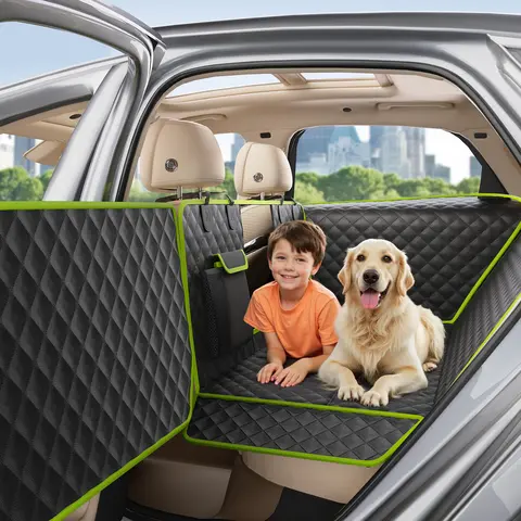 Pecute Dog Car Seat Cover - Heavy Duty 2-in-1 Hammock Style Fits Cars, Full Surround PU Leather, Hard Bottom, Window Protection, Waterproof, Machine Wash Compatible for Pet Lovers