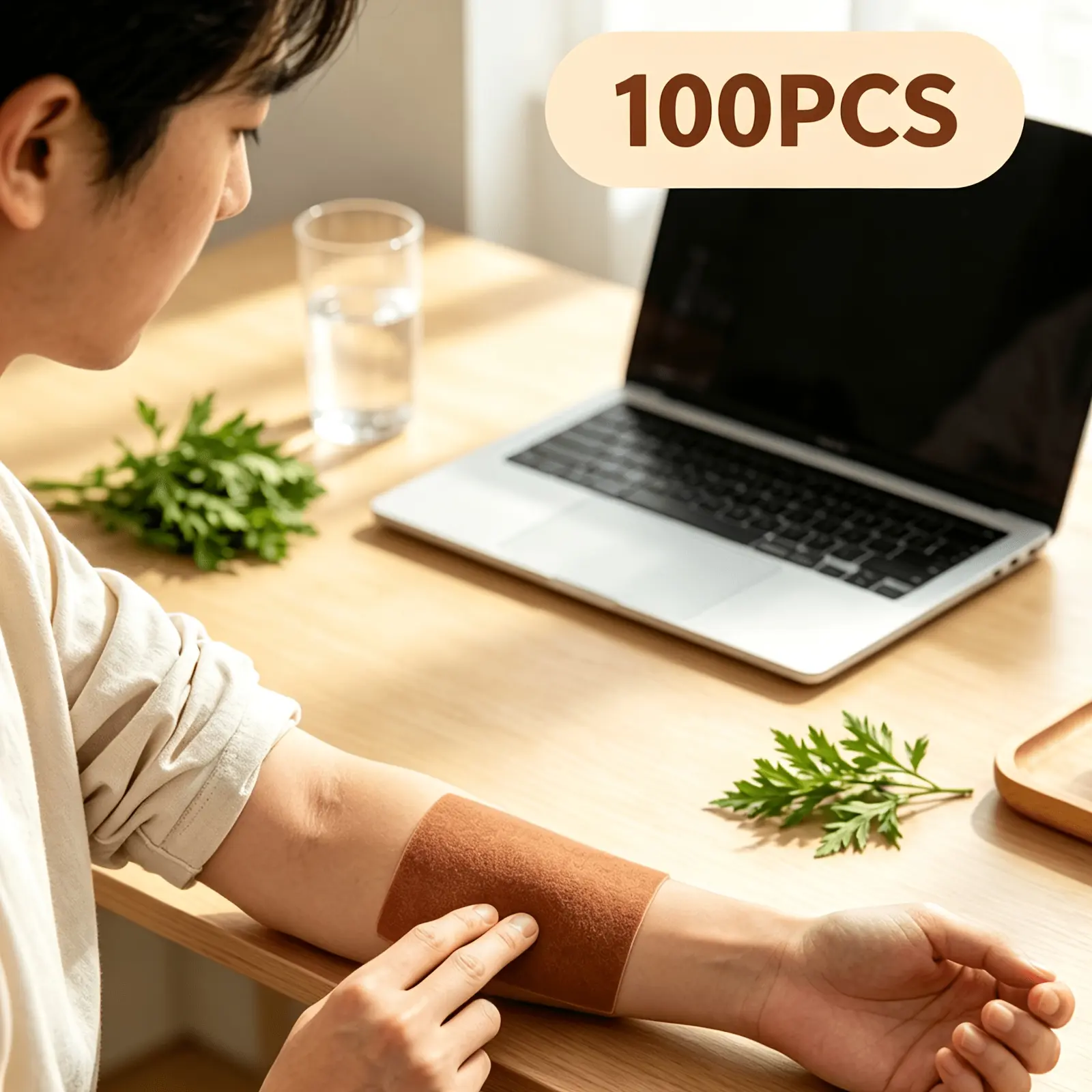 100Pcs Herbal Ginger Self-Heating Patches Pack, Gentle Home Thermal Care Supplies for Neck, Shoulder, Waist, Soothe Bloating and Muscle Spasm Discomfort