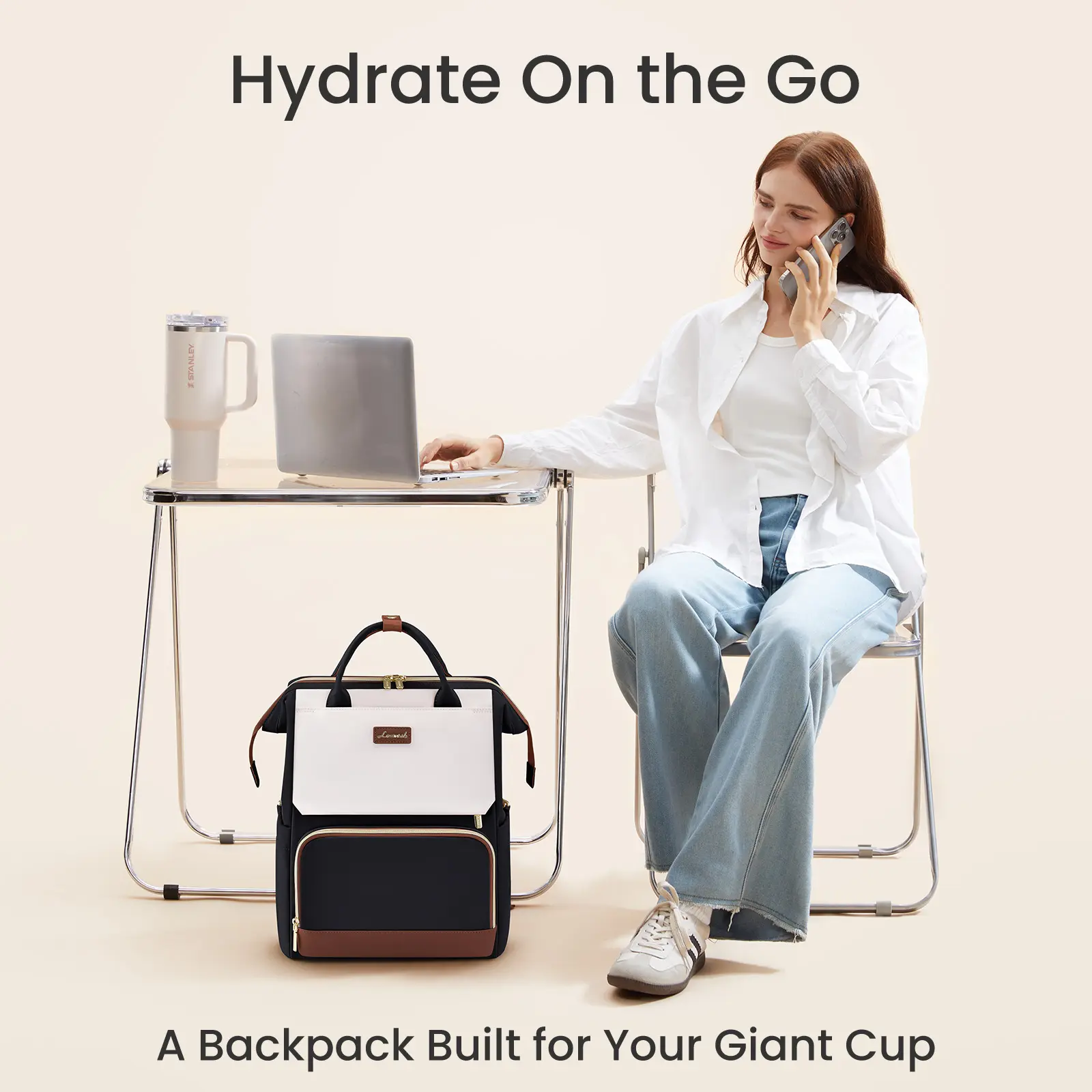 LOVEVOOK Laptop Backpack for Women with Giant Tumbler Holder 