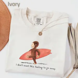 Comfort Colors Curious Surfer Monkey Shirt, Nostalgic Summer Beach Graphic Tee, I Don't Want This Feeling To Go Away Vacation Tee