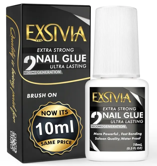 Super Strong Nail Glue for Press On Nails, Acrylic Nails & Nail Tips (10ml),Extra Strength Long Lasting Brush-On Adhesive, Mess-Free, No Dehydrator or Primer Needed