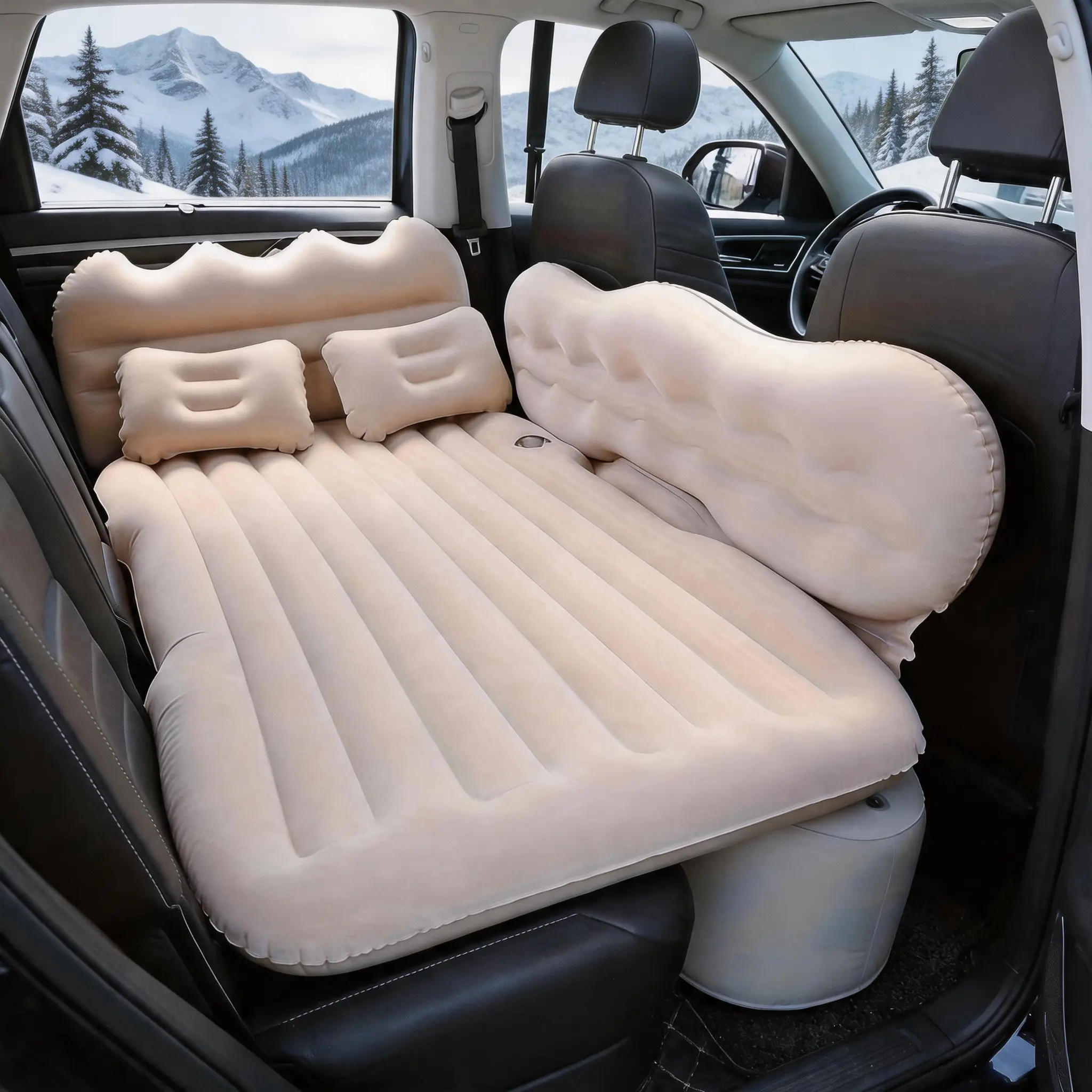 Portable Multifunctional Car Back Seat Inflatable Mattress with Electric Inflation Pump - Adjustable, Canopy-Equipped Kids Outdoor Play Toy for Car Travel, Self-Driving Trips
