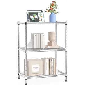 Tier Shelf, Heavy Duty Steel Wire Shelving Unit for Home, Kitchen, Laundry Room Organization, Office Storage Rack (17.7" W x 11.8" D x 26.3" H, 450LBS, Chrome)
