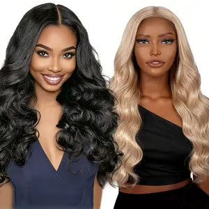 [Blend] Buy 1 Get 1 Free Blended Human Hair Lace Front Wig – 180% Density, Transparent Lace, Limited Stock, #1B Body Wave & #27 Body Wave #SummerVibes