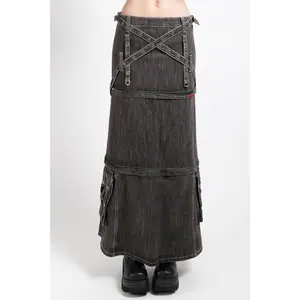 Tripp NYC Triple Zip Off Skirt [Black Denim]