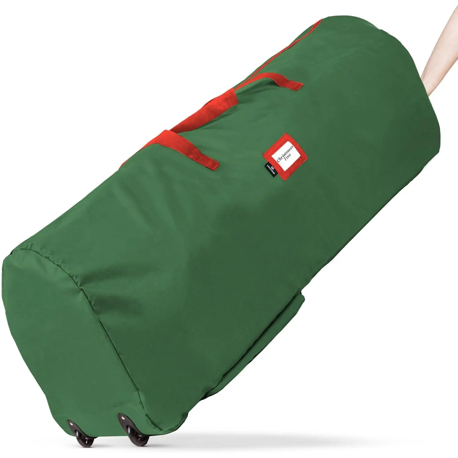 Rolling Tree Storage Bag - For 9-Foot Artificial Christmas Holiday Tree. Zippered Bag, Carry Handles and Wheels for Easy Transport. Protects Against Dust, , and . (GREEN)