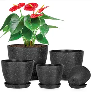 5 Pcs Plant pots 7.5/6.5/5.7/4.9/4.1 inch Pot for Plants Flower Indoor Modern Decorative Pot, with Drainage and Saucer