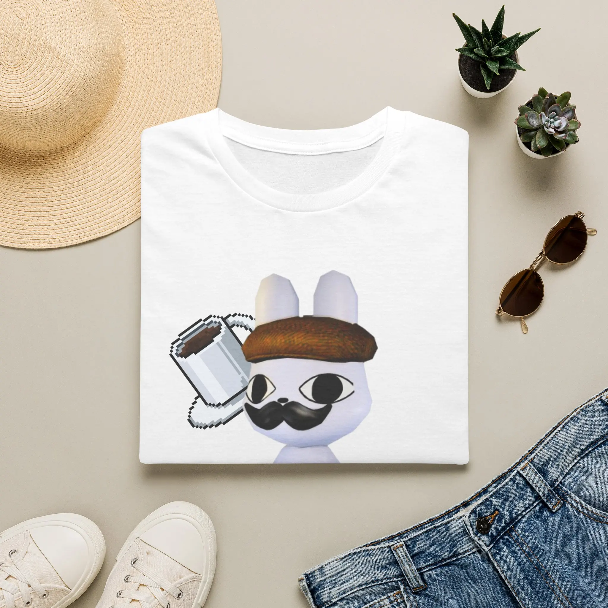 Men's Casual Short-Sleeve Barney Roblox Character Print T-Shirt - Coffee Lover, Slim Fit Tops