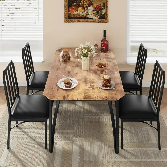 [HOT - FLASH SALE] Garvee Dining Table Set for 4, Kitchen Table Chairs Set of 4 with Ultra Comfortable PU Cushion, Dining Room Table Set for 4 Furniture with Kitchen Chairs Suitable for Small Space