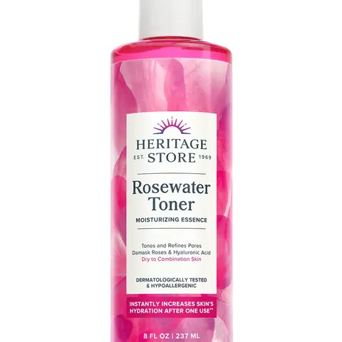 HERITAGE STORE Rosewater Toner, Gentle Hydrating Skincare Mist with Hyaluronic Acid, Scented Formula to Moisturize Dry Skin, Scent, Nourishing