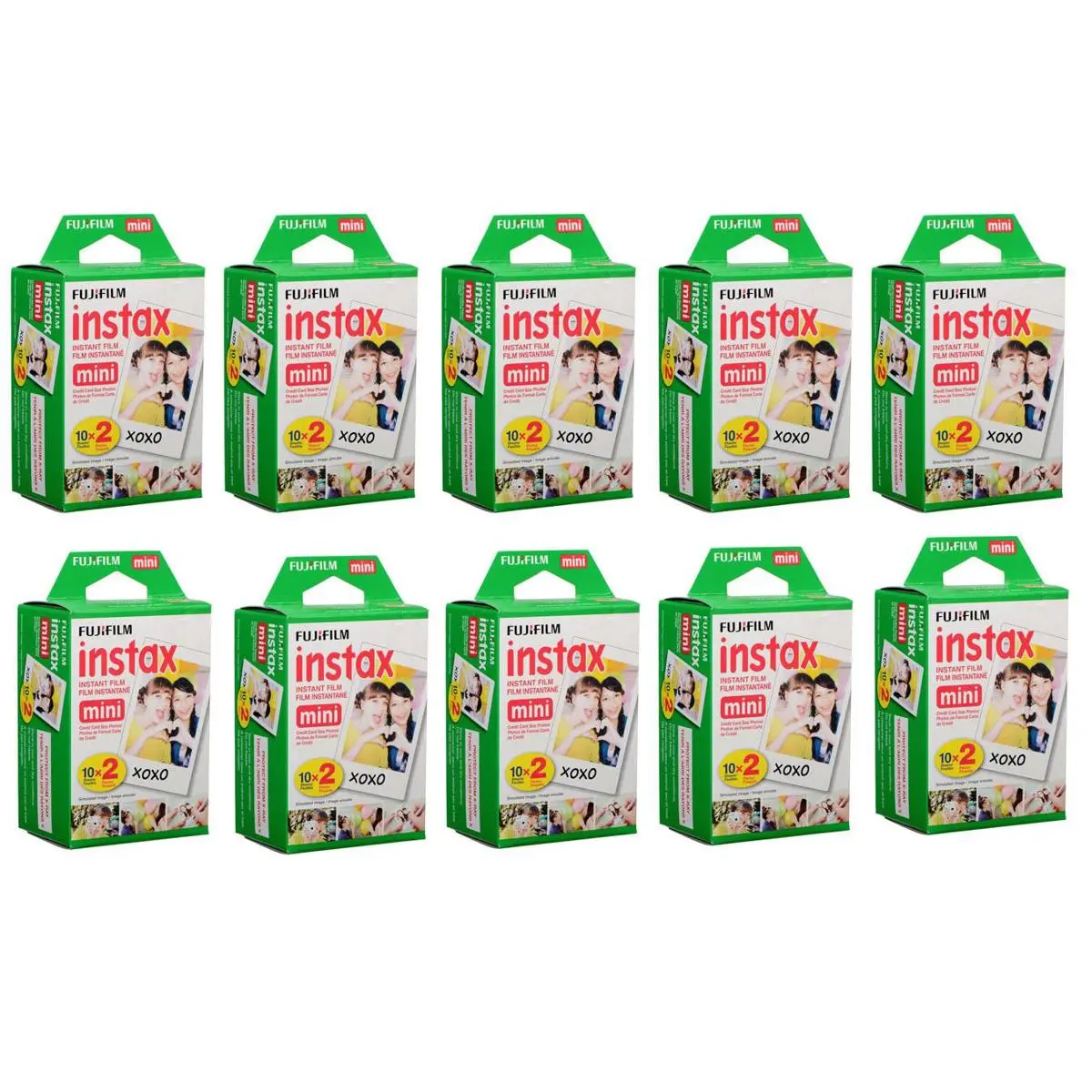 Fujifilm Instax Mini Camera Daylight Instant Film Pack - 20 Exposures, 10-Pack, Handy Flash-Compatible Picture Accessories