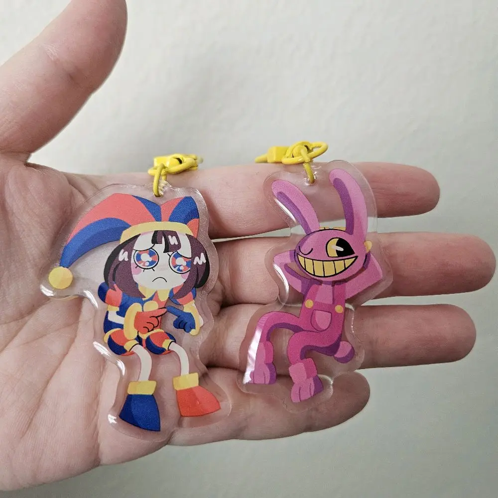 Circus Clown & Rabbit Keychains - Adorable Acrylic Charms for Bags and Backpacks