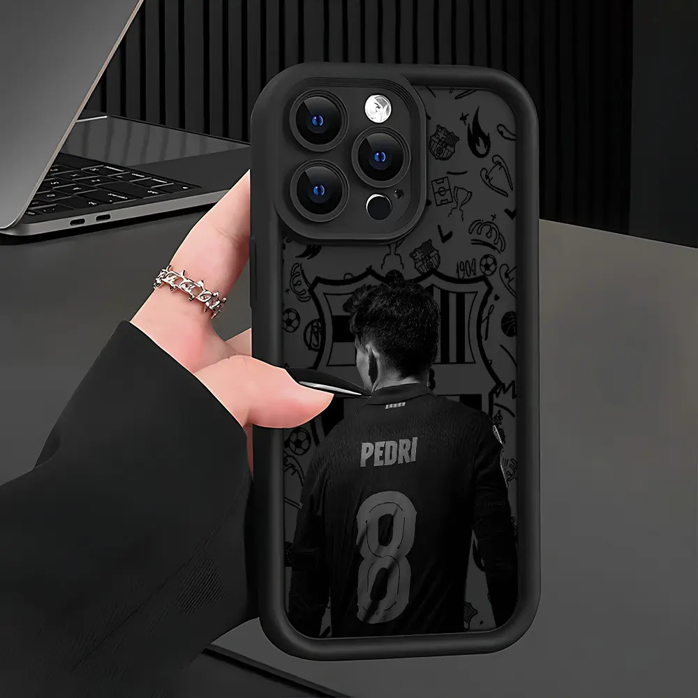 Pedri No.8 Barcelona Player Customized Silicone Smartphone Case - Anti-Fall Shockproof Soft TPU Back Cover, UV-Printed Lightweight Accessory for iPhone 17/16/15/14/13/12/11 Pro Max/Air/Plus with Protection