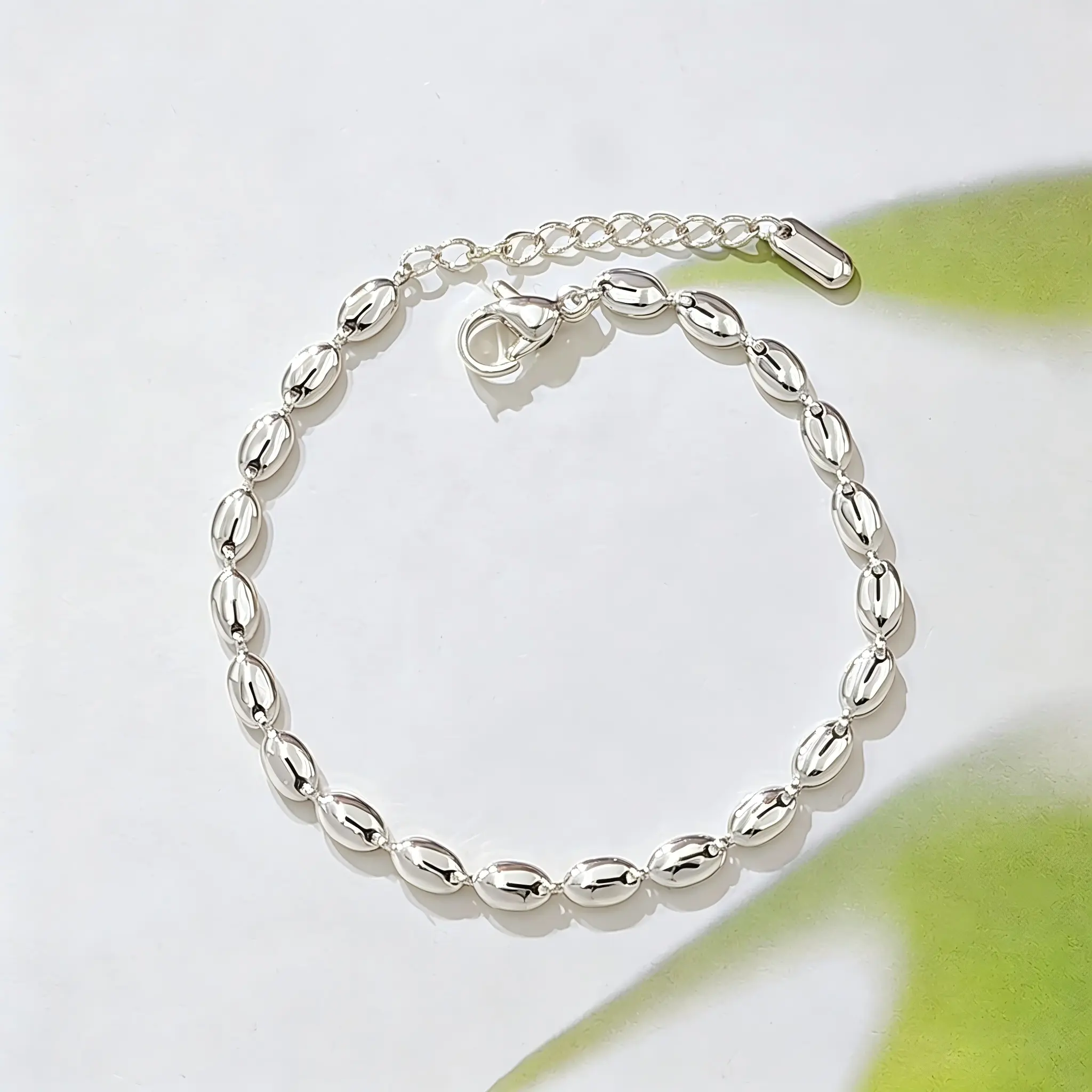 Women's 925 Sterling Silver Oval Bean Link Chain Bracelet - Dainty Adjustable Minimalist Stackable Female Wrist Jewelry for Daily Wear, Gift Option, Adjustable Bracelets, Elegant Jewelry Bracelet
