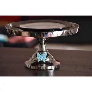 Cake Stand with Turquoise Butterfly (10" Cake Holder)